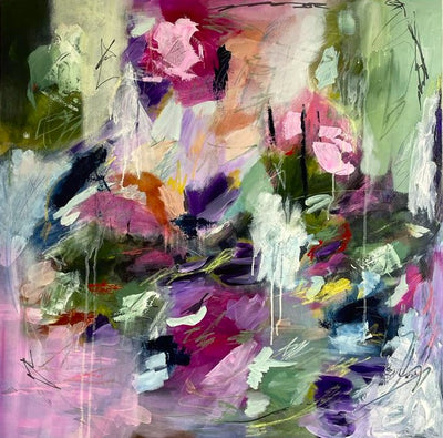 Large Abstract Floral on Canvas - Floral Passion