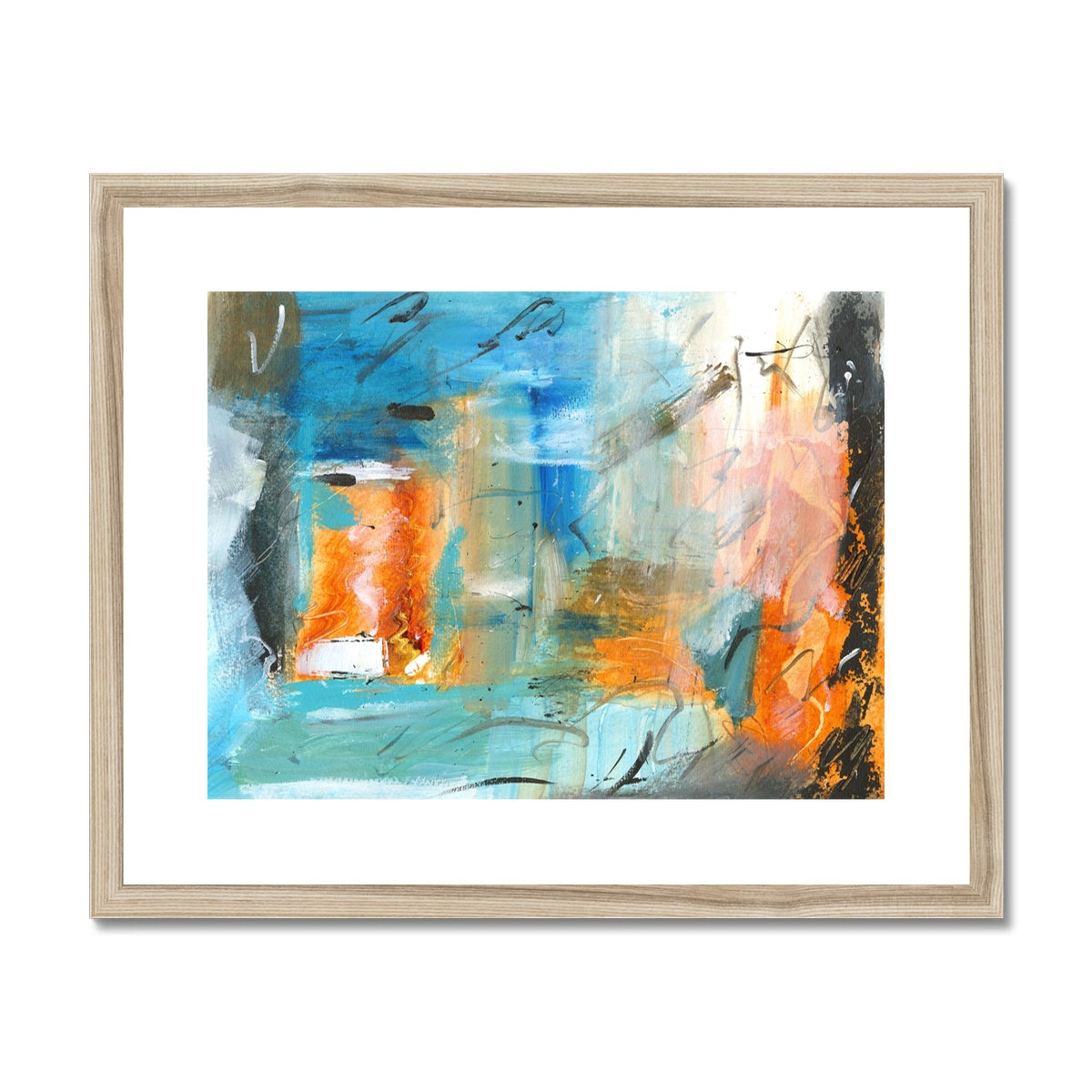 Waters Edge Vibrant Abstract Art Framed & Mounted Print
