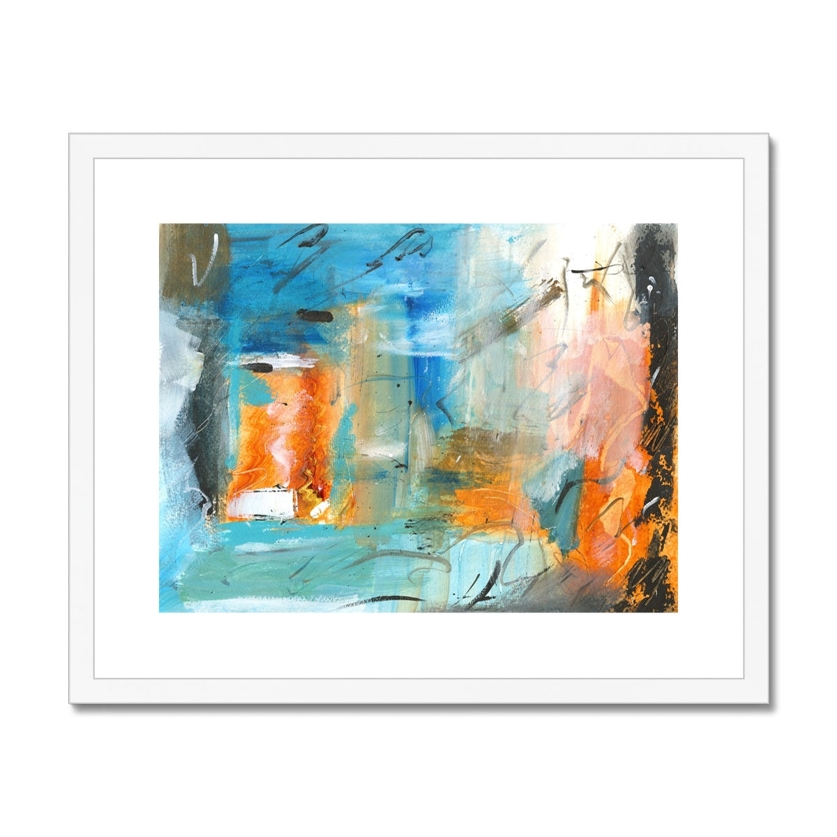 Waters Edge Vibrant Abstract Art Framed & Mounted Print